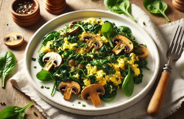 Spinach and Mushroom Scramble