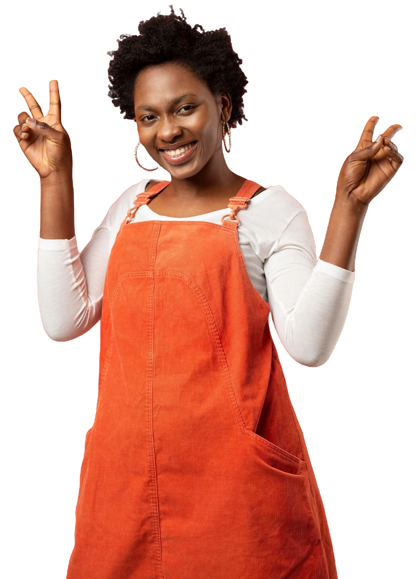 Happy woman promoting diabetic-friendly recipes and healthy living support